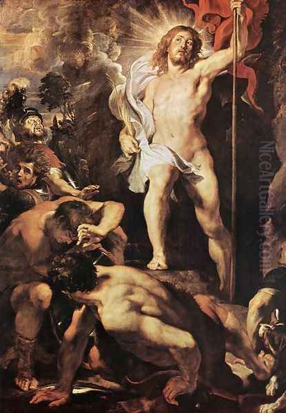 The Resurrection of Christ (centre panel) c. 1611-12 Oil Painting by Peter Paul Rubens