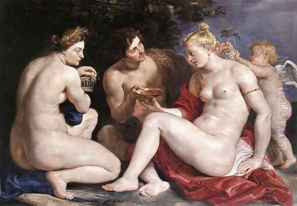 Venus, Cupid, Baccchus and Ceres 1612-13 Oil Painting by Peter Paul Rubens