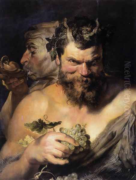 Two Satyrs 1618-19 Oil Painting by Peter Paul Rubens