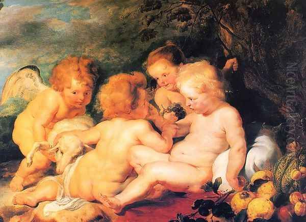 Christ and St. John with Angels Oil Painting by Peter Paul Rubens