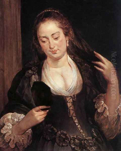 Woman with a Mirror c. 1640 Oil Painting by Peter Paul Rubens