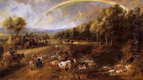 Landscape with a Rainbow c. 1638 Oil Painting by Peter Paul Rubens