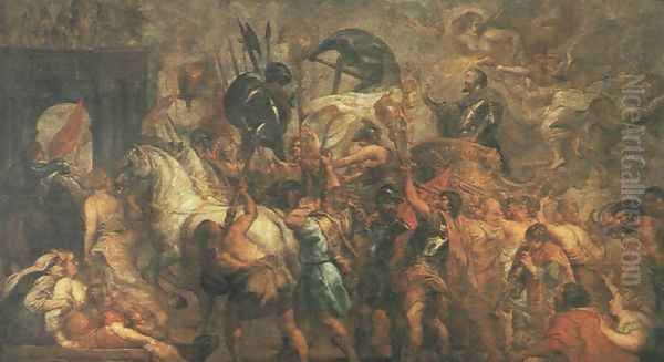 Triumphal Entry of Henry IV into Paris 1627-30 Oil Painting by Peter Paul Rubens