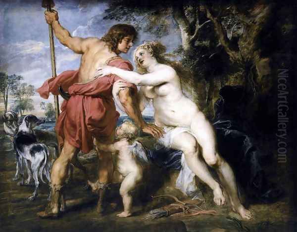 Venus and Adonis c. 1635 Oil Painting by Peter Paul Rubens