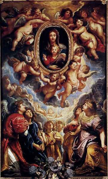 Virgin And Child Adored By Angels Oil Painting by Peter Paul Rubens