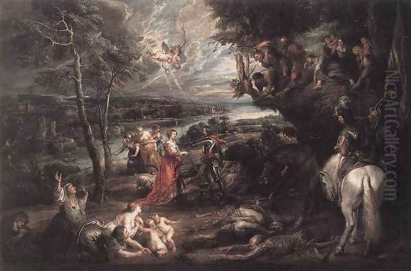 Landscape with Saint George and the Dragon c. 1630 Oil Painting by Peter Paul Rubens