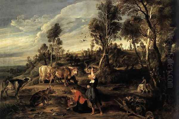 Farm at Laken c. 1618 Oil Painting by Peter Paul Rubens