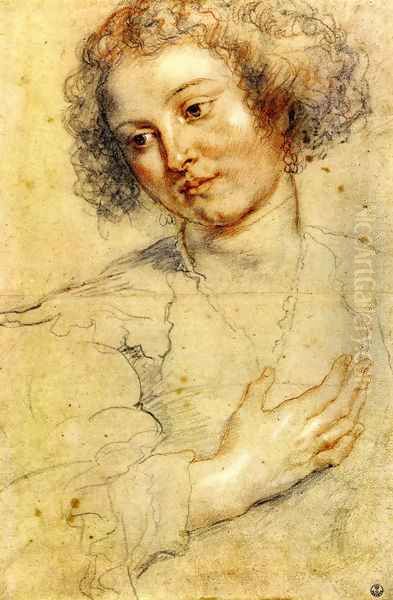 Head And Right Hand Of A Woman Oil Painting by Peter Paul Rubens