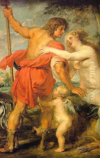 Venus and Adonis (detail) Oil Painting by Peter Paul Rubens