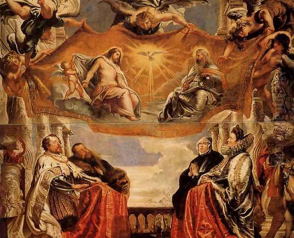 The Trinity Adored By The Duke Of Mantua And His Family Oil Painting by Peter Paul Rubens