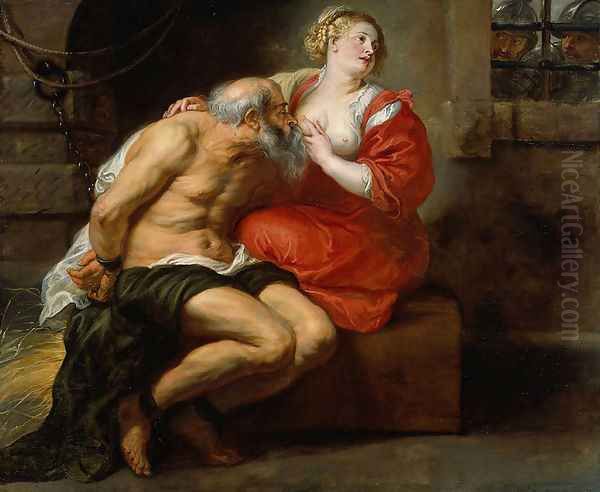 Simon and Pero (Roman Charity) c. 1630 Oil Painting by Peter Paul Rubens