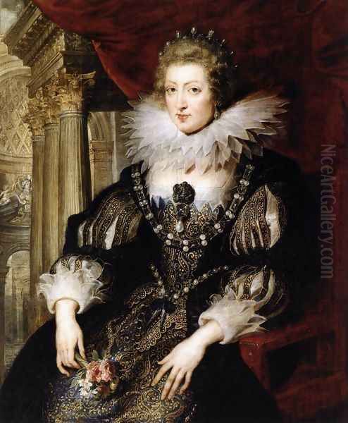 Portrait of Anne of Austria 1621-25 Oil Painting by Peter Paul Rubens