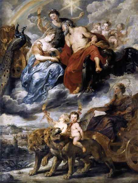 The Meeting of Marie de Medicis and Henri IV at Lyon 1622-25 Oil Painting by Peter Paul Rubens