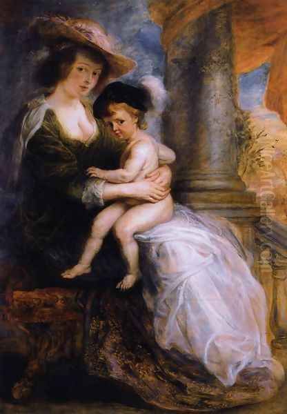 Helena Fourment with her Son Francis 1635 Oil Painting by Peter Paul Rubens