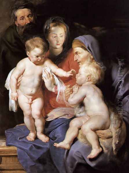 The Holy Family with Sts Elizabeth and John the Baptist c. 1614 Oil Painting by Peter Paul Rubens