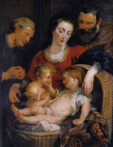 The Holy Family with St Elizabeth 1614-15 Oil Painting by Peter Paul Rubens