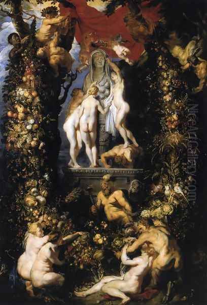 Nature Adorning the Three Graces Oil Painting by Peter Paul Rubens