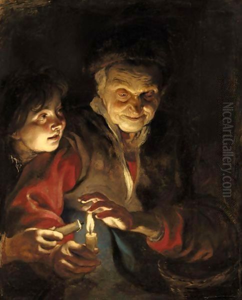 Night Scene (detail) Oil Painting by Peter Paul Rubens