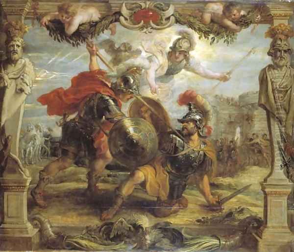 Achille Slays Hector Oil Painting by Peter Paul Rubens