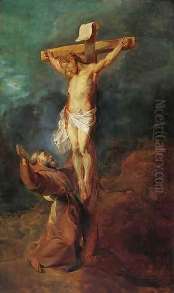 St Francis of Assisi before the Crucified Christ 1625 Oil Painting by Peter Paul Rubens