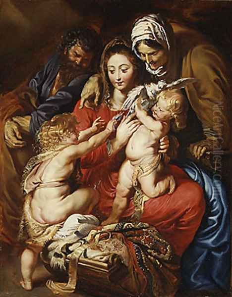 The Holy Family with Saint Elizabeth Saint John and a Dove Oil Painting by Peter Paul Rubens