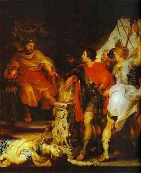 Peter Paul Rubens And Anthony Van Dyck Mucius Scaevola Before Porsenna 1620 Oil Painting by Peter Paul Rubens