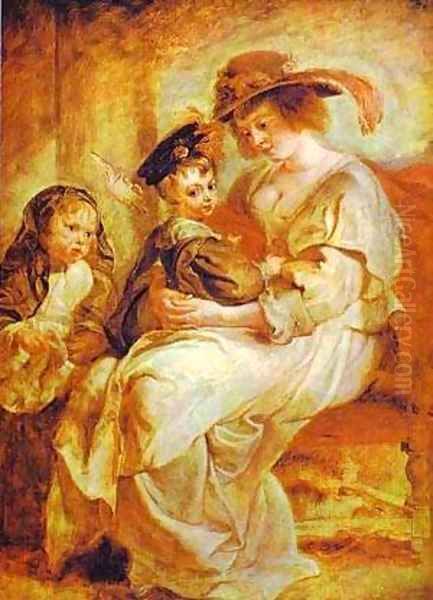 Helene Fourment With Her Children 1635 Oil Painting by Peter Paul Rubens