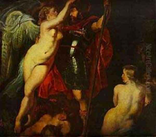 The Champion Of Virtue (Mars) Crowned By The Goddess Of Victory 1615-1616 Oil Painting by Peter Paul Rubens