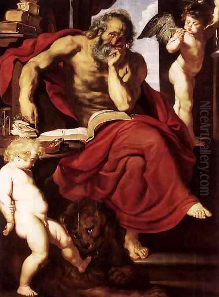 St Jerome in His Hermitage Oil Painting by Peter Paul Rubens