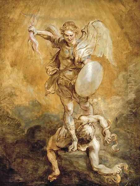 Saint Michael subduing Lucifer Oil Painting by Peter Paul Rubens