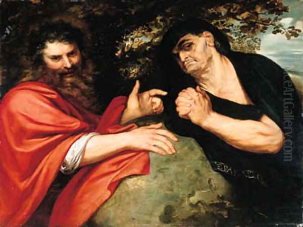 Democritus and Heraclitus Oil Painting by Peter Paul Rubens