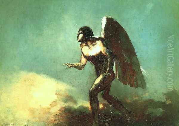 The Winged Man Aka The Fallen Angel Oil Painting by Odilon Redon