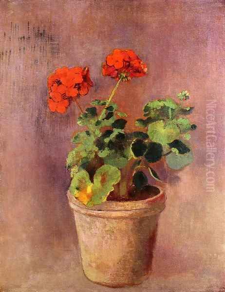 The Pot Of Geraniums Oil Painting by Odilon Redon