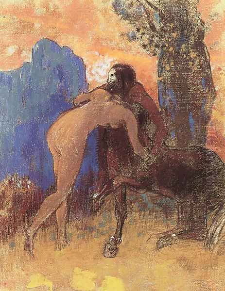 Struggle Between Woman And Centaur Oil Painting by Odilon Redon