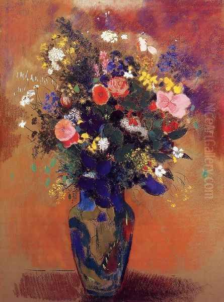 Bouquet In A Persian Vase Oil Painting by Odilon Redon