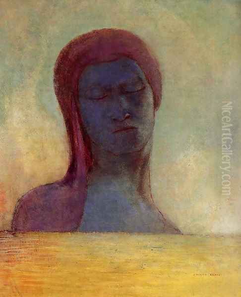 Closed Eyes Oil Painting by Odilon Redon