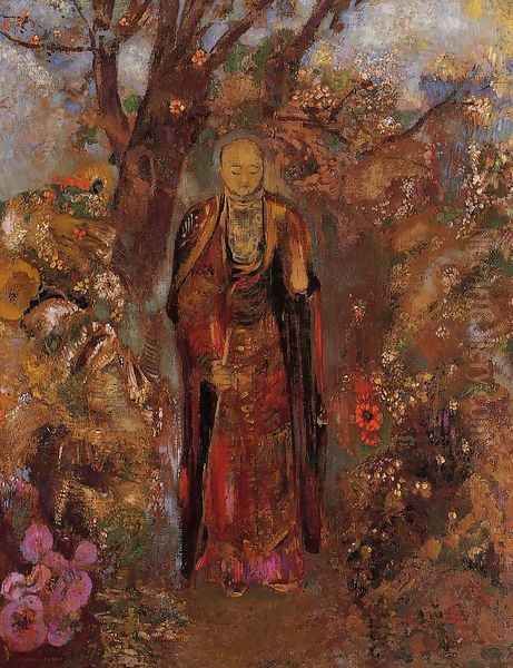 Buddah Walking Among The Flowers Oil Painting by Odilon Redon