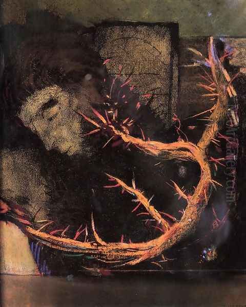 Christ With Red Thorns Oil Painting by Odilon Redon