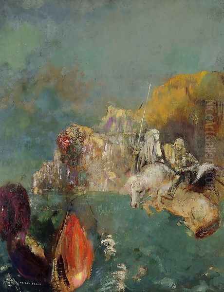 Saint George And The Dragon Oil Painting by Odilon Redon