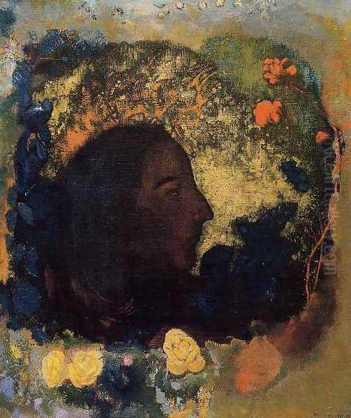 Black Profile Aka Gauguin Oil Painting by Odilon Redon