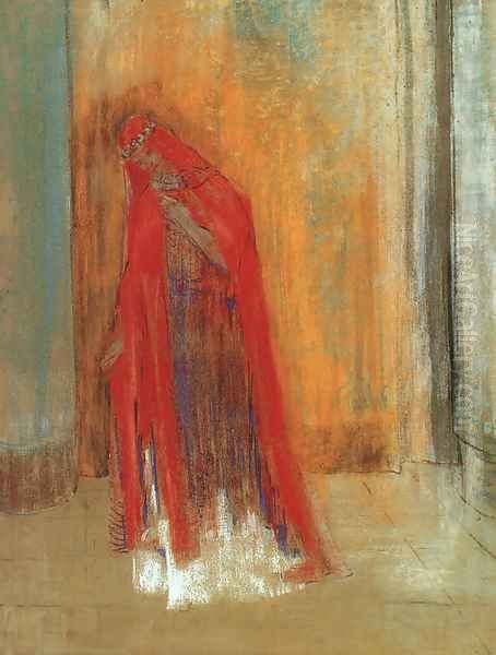 Oriental Woman (Woman in Red) 1895-1900 Oil Painting by Odilon Redon