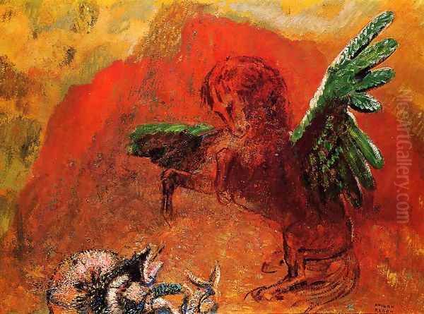 Pegasus And The Hydra Oil Painting by Odilon Redon