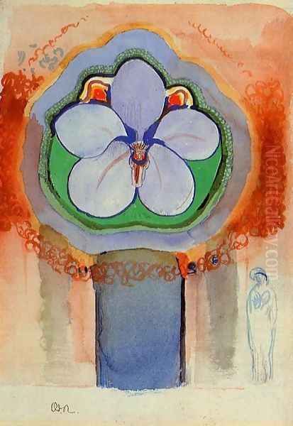 Strange Orchid Oil Painting by Odilon Redon