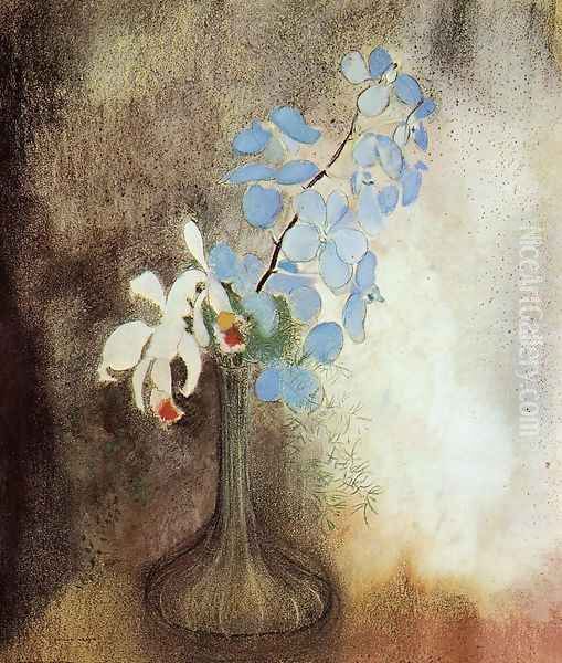 Orchids Oil Painting by Odilon Redon