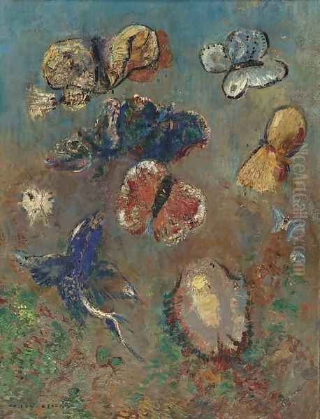 Papillons Oil Painting by Odilon Redon