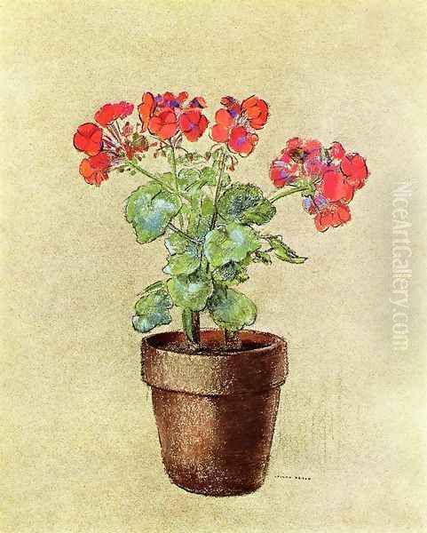 Geraniums Oil Painting by Odilon Redon