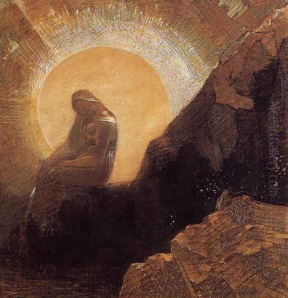 Melancholy Oil Painting by Odilon Redon