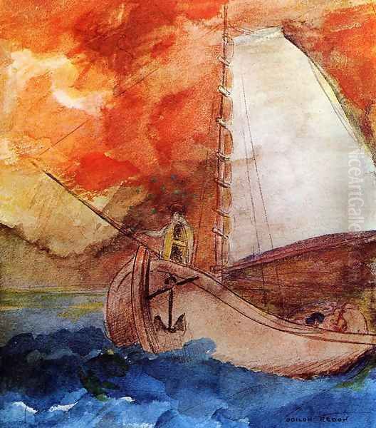 The Boat Oil Painting by Odilon Redon