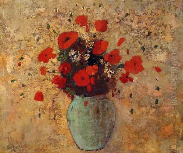 Vase Of Poppies Oil Painting by Odilon Redon