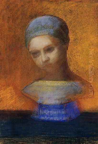 Small Bust Of A Young Girl Oil Painting by Odilon Redon